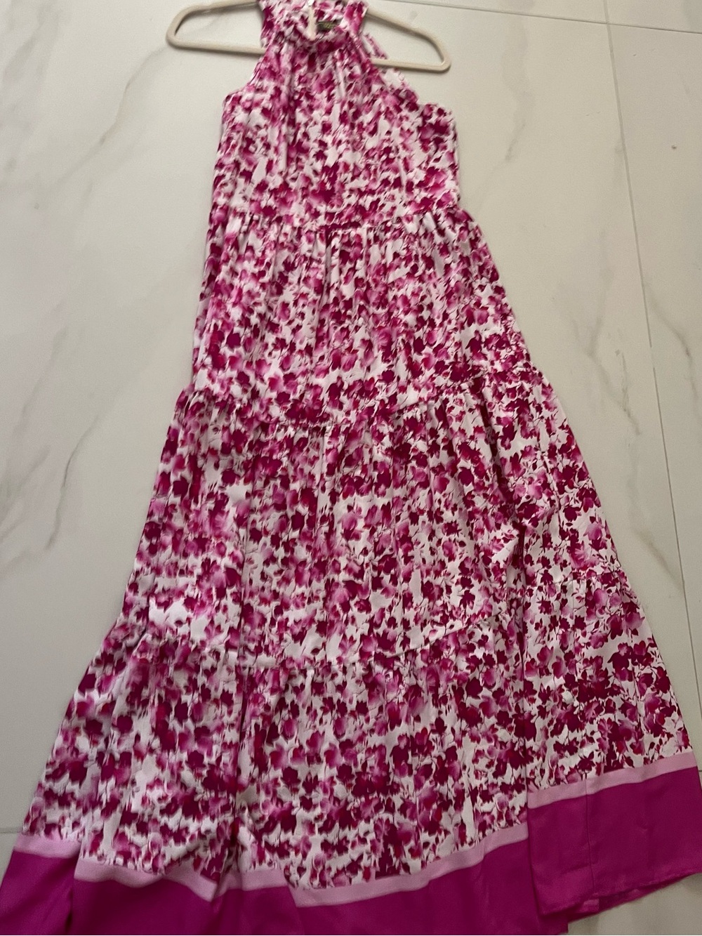 Melonie Halter Floral Maxi Dress in Fuchsia Pink - Picture 4 of 8
